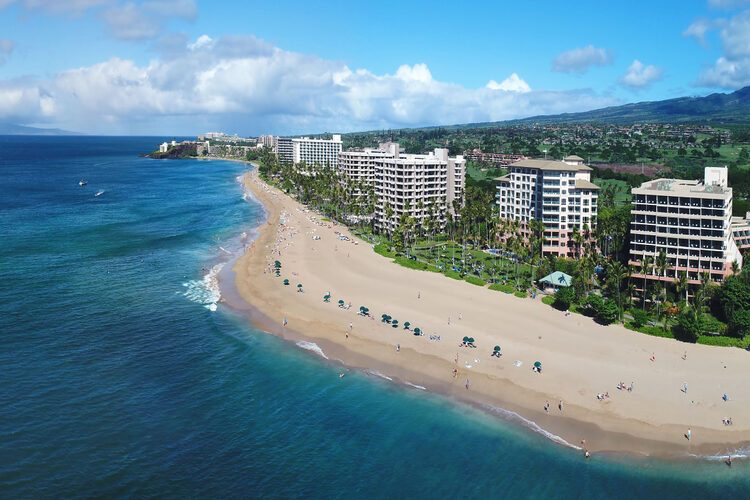 Kaanapali Beach (Aerial Pano) - Island of Maui, Hawaii