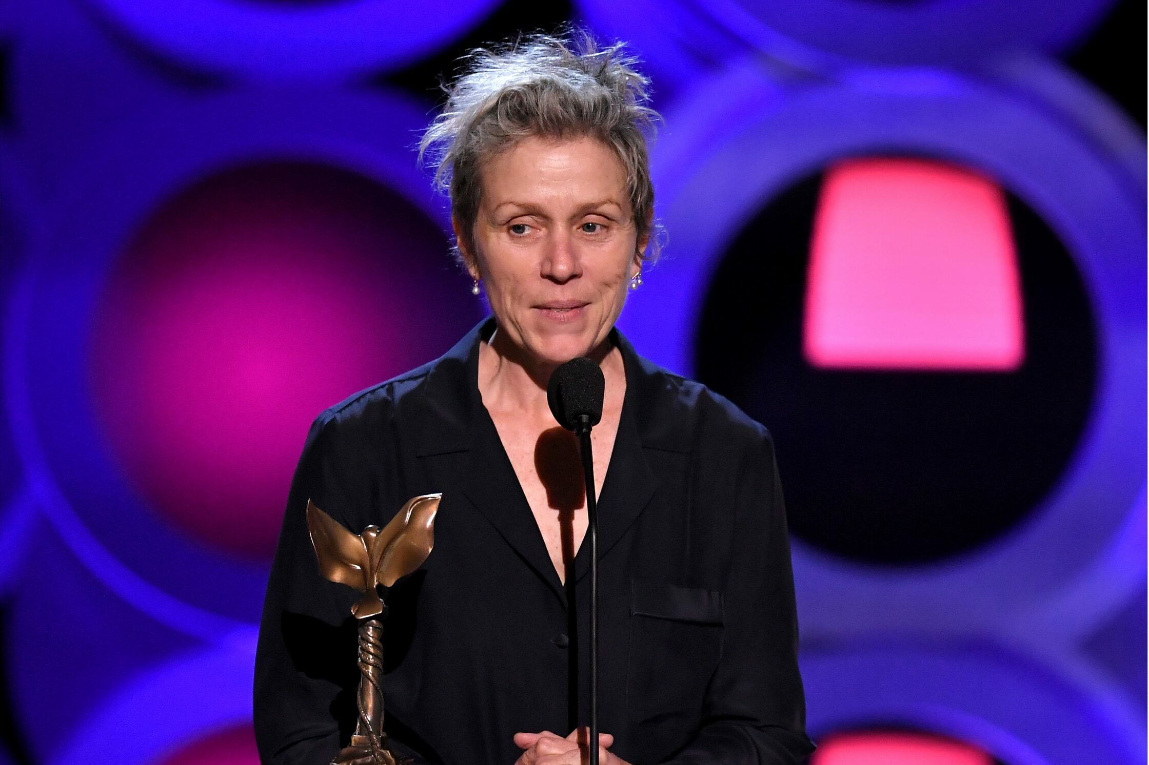 Mandatory Credit: Photo by Rob Latour/Variety/Shutterstock (9447411in) Frances McDormand, 'Three Billboards Outside Ebbing, Missouri' - Best Female Lead 33rd Film Independent Spirit Awards, Show, Los Angeles, USA - 03 Mar 2018