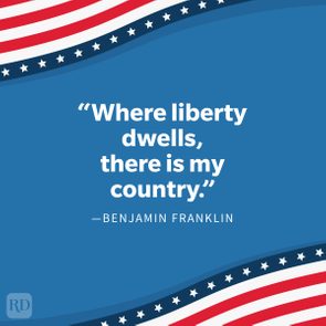 United States Of America Patriotic Quotes on blue background with the flag on opposite corners