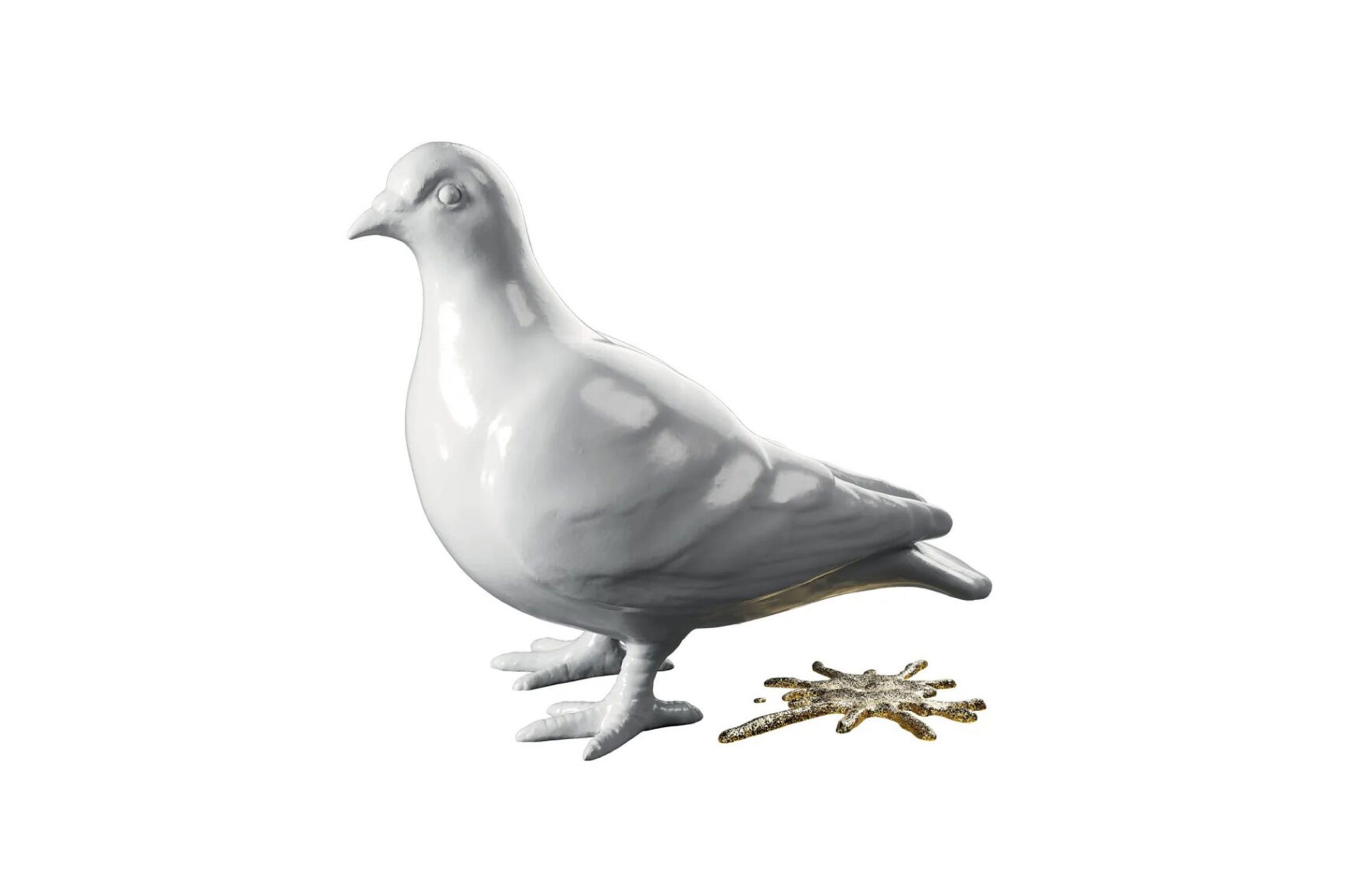London Museum's new logo featuring a white clay pigeon and splatter mark from its poo.