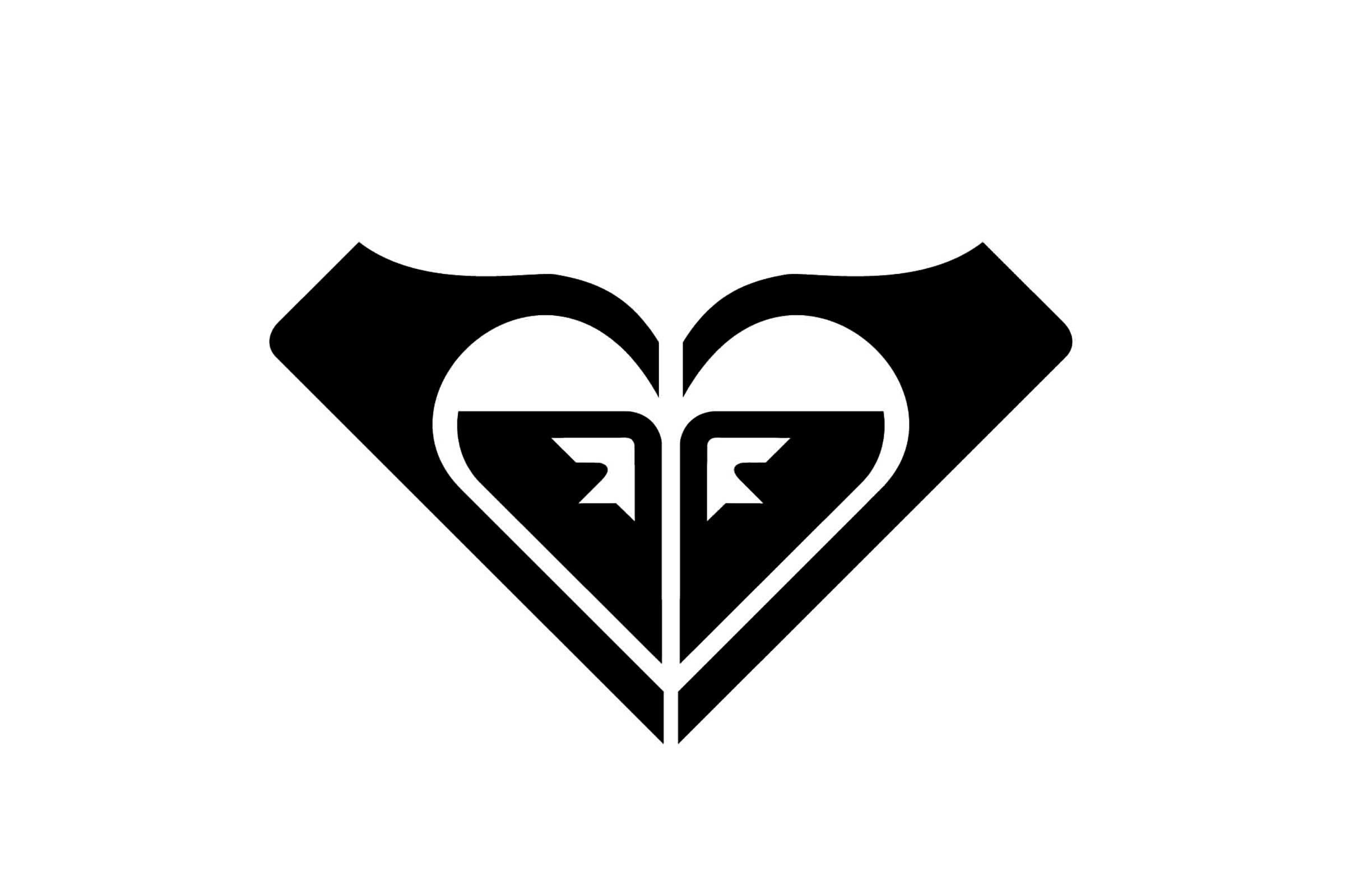 Black heart-shaped logo featuring a stylized mountain and wave design on a white background.
