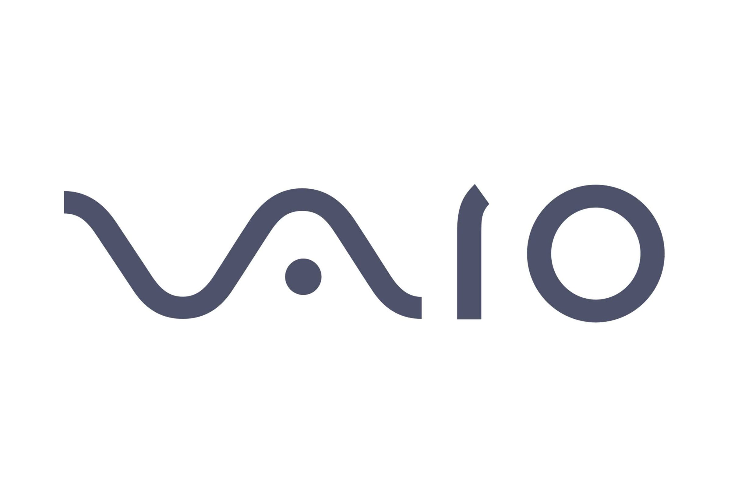 Stylized "VAIO" logo featuring artistic letters with curved lines, set against a plain white background.