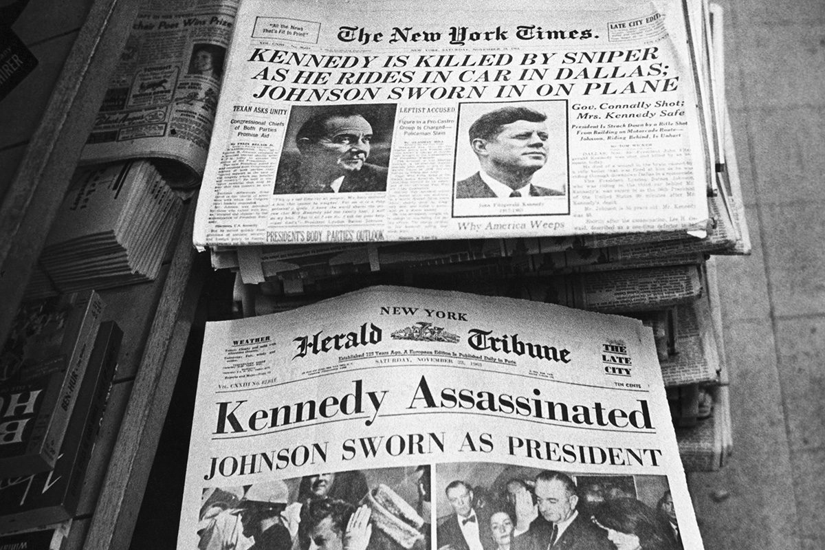 Kennedy Is Killed By Sniper As He Rides In Car In Dallas; Johnson Sworn In On Plane Gettyimages 514901450