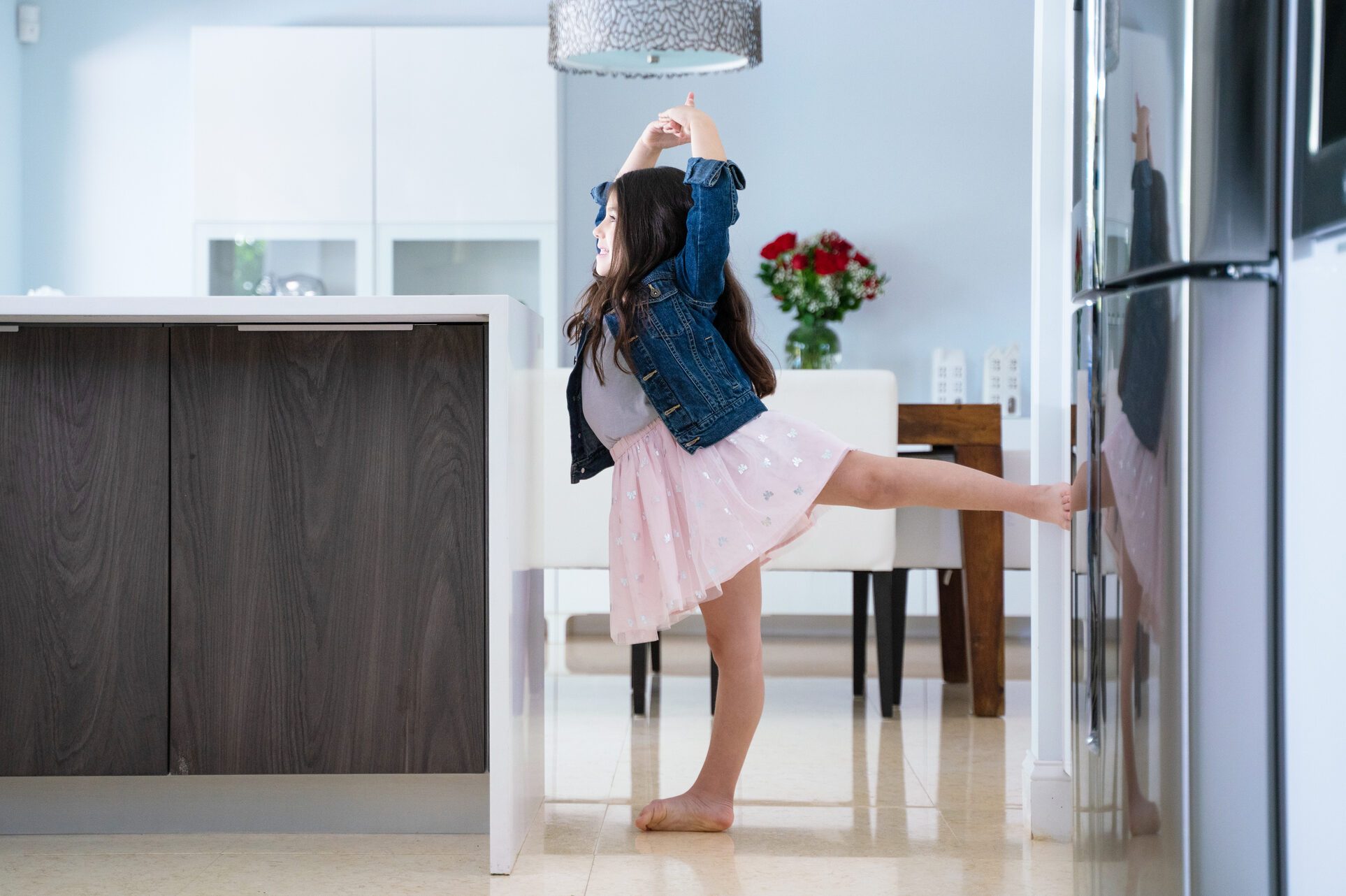 The kitchen is a s good as any place for some practicing