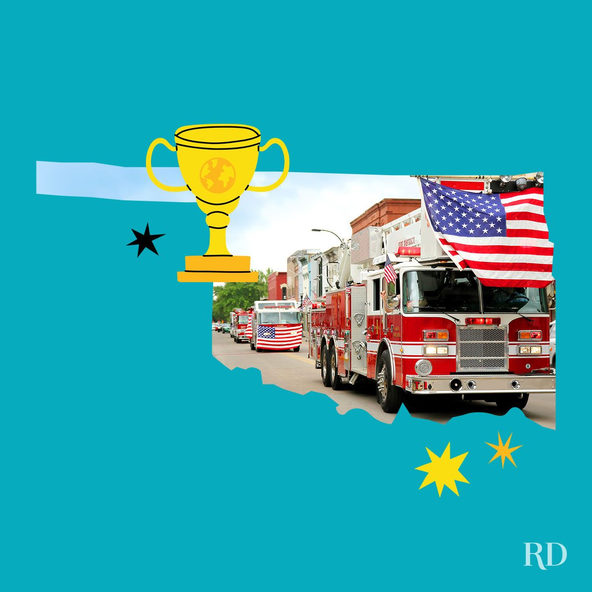 An image relating to a crazy world record of the state of Ohio-Most-people-bobbing-for-apples - clipped to the state map on a blue background with trophy and stars graphic elements around it.