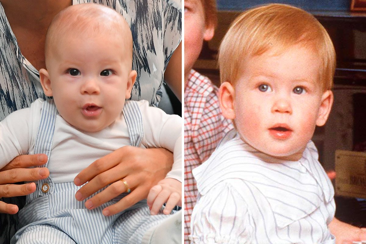 Side by side image of prince archie (left) and prince harry (Right)